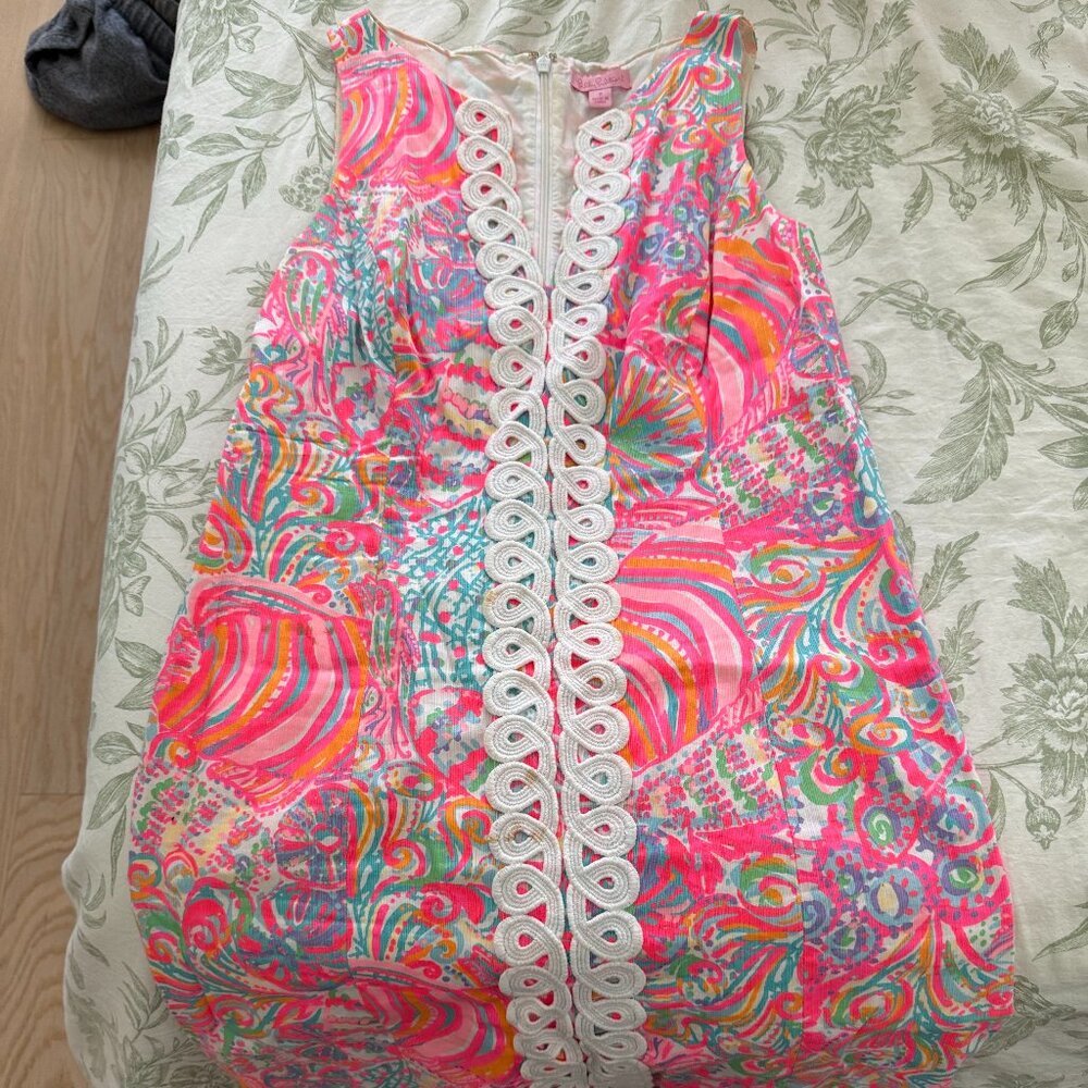 Lilly Pulitzer Ryder Shift Dress Multi Swish Fish 6